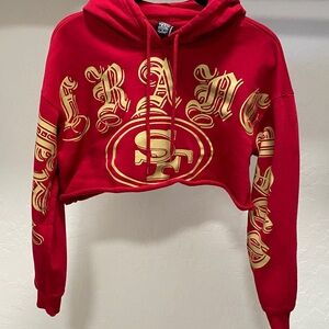 Custom Red and Gold Cropped 49er Hoodie ❤️❤️❤️